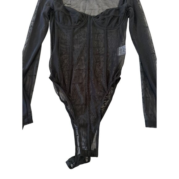 PRINCESS POLLY Mesh Corset Long Sleeve Bodysuit Size US 4 - Picture 8 of 10
